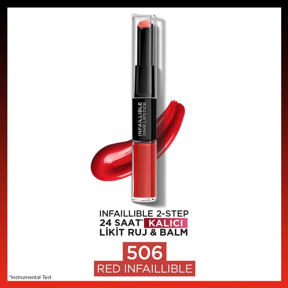 L'Oréal Paris Infaillible 2-Step 24 Saat Kalıcı Likit Ruj & Balm - 506 Red Infaillible