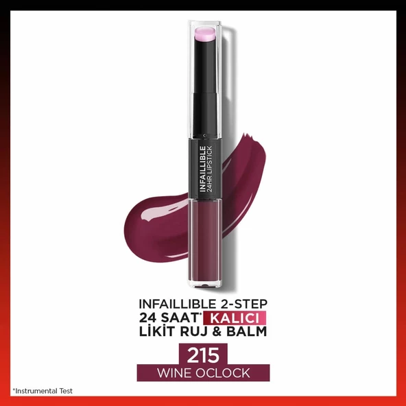 L'Oréal Paris Infaillible 2-Step 24 Saat Kalıcı Likit Ruj & Balm - 215 Wine Oclock