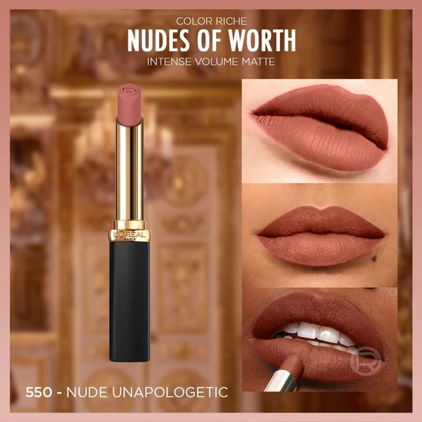 L'Oréal Paris Color Riche Intense Volume Matte Ruj -  550 Nude Unapologetic - 2