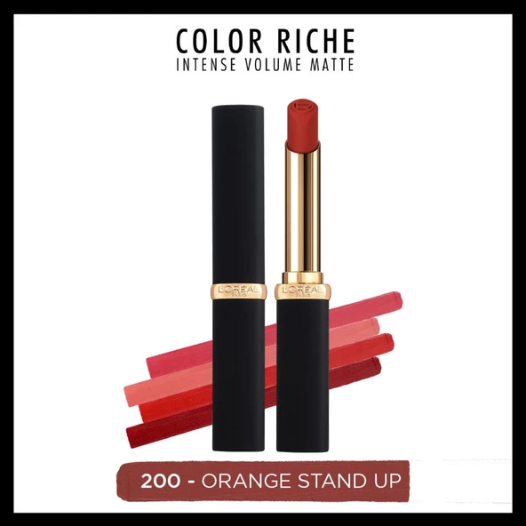 L'Oréal Paris Color Riche Colors of Worth Intense Volume Matte Ruj - 200 Orange Stand Up