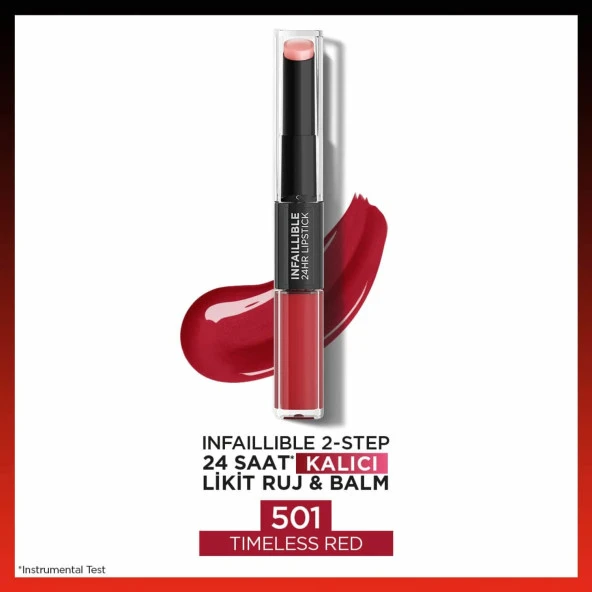 L'Oréal Paris Infaillible 2-Step 24 Saat Kalıcı Likit Ruj & Balm - 501 Timeless Red