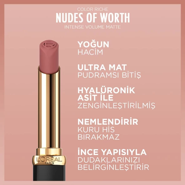 L'Oréal Paris Color Riche Intense Volume Matte Ruj -  505 Nude Resilient - 5