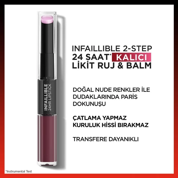 L'oréal Paris Infaillible 2-Step 24 Saat Kalıcı Likit Ruj & Balm - 215 Wine Oclock - 2