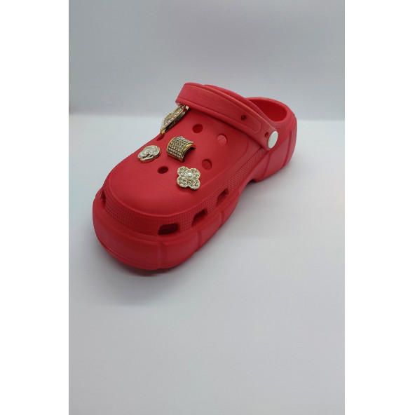 Yüksek Ölçekli Taşlı Sandalet Terlik Günlük Samba Kırmızı ürün görseli 1