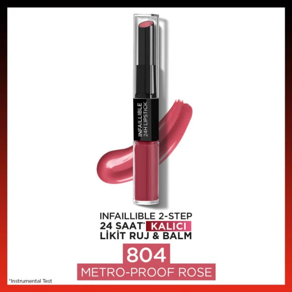 L'Oréal Paris Infaillible 2-Step 24 Saat Kalıcı Likit Ruj & Balm - 804 Metro-Proof Rose