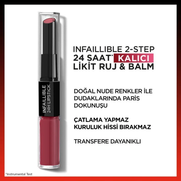 L'Oréal Paris Infaillible 2-Step 24 Saat Kalıcı Likit Ruj & Balm - 804 Metro-Proof Rose - 2