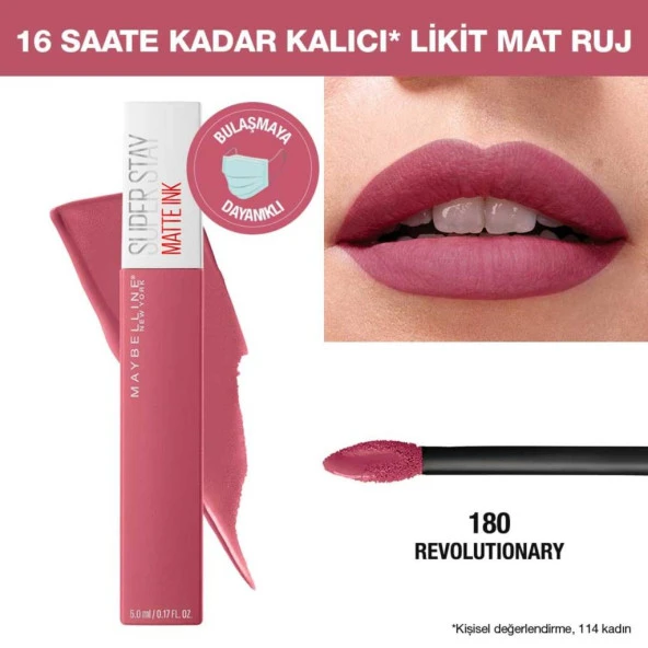 Maybelline New York Super Stay Matte Ink Likit Mat Ruj - 180 Revolutionary - Pembe - 9