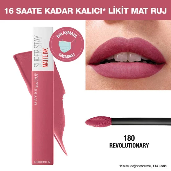 Maybelline New York Super Stay Matte Ink Likit Mat Ruj - 180 Revolutionary - Pembe - 10