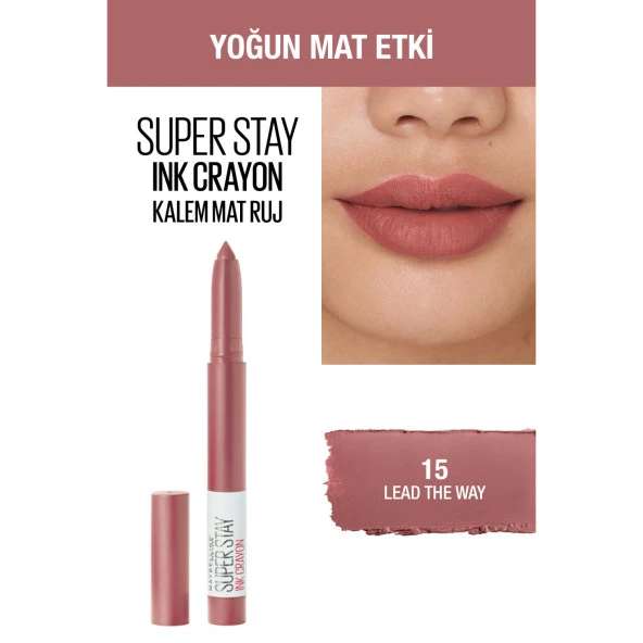 Maybelline New York Super Stay Ink Crayon Kalem Mat Ruj - 15 Lead the Way