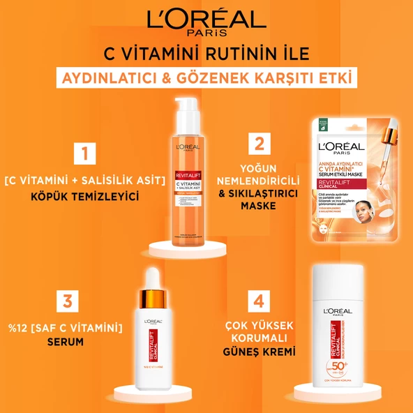 L'Oréal Paris Revitalift Clinical Anında Aydınlatıcı C Vitamini Serum Etkili Maske - 2