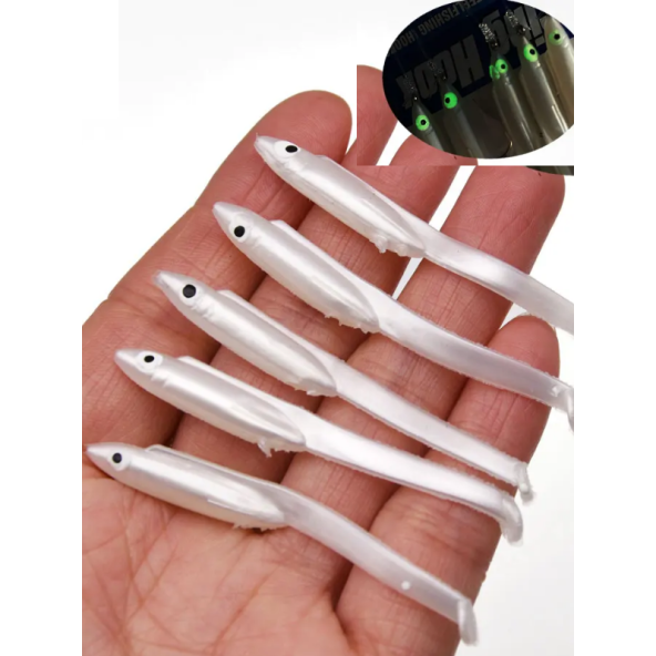 Eagenset Silikon Balık Fosforlu Karanlıkta Parlayan Glow Gözler 5,5 cm Yapay Yem Olta Takımı, Çapari, Jig, Yapım Malzemesi - 2