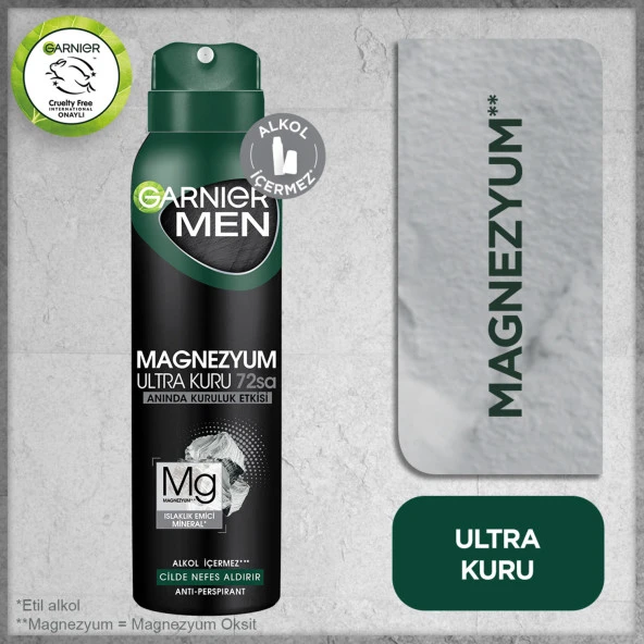 Garnier Men Magnezyum Ultra Kuru Sprey Deodorant 150 ml