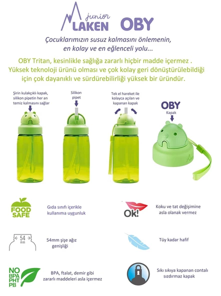 Laken OBY Kapaklı TRITAN Şişe 0,45L- SCOOTER  LKOBYSC - 3