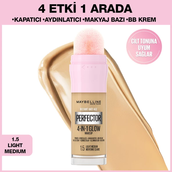 Instant Perfector Glow 4 Etki 1 Arada Fondöten- 1.5 Light Medium