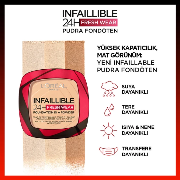 L'Oréal Paris Infaillible 24H Fresh Wear Pudra Fondöten 220 Sand - 3