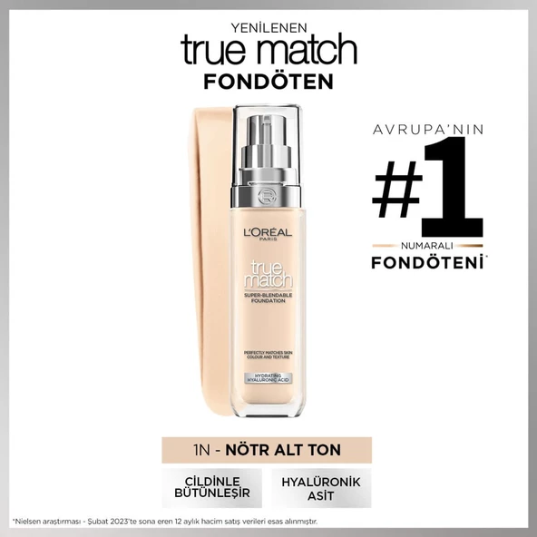 L'Oréal Paris True Match Bakım Yapan Fondöten - 1N Nötr Alt Ton