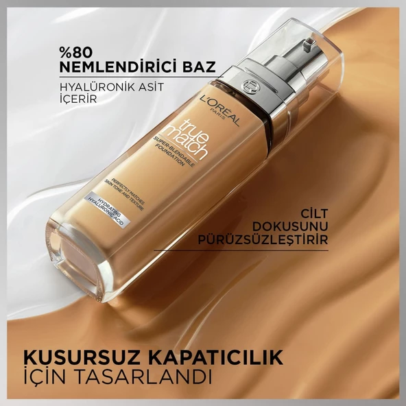 L'Oréal Paris True Match Bakım Yapan Fondöten - 4W Sıcak Alt Ton - 4