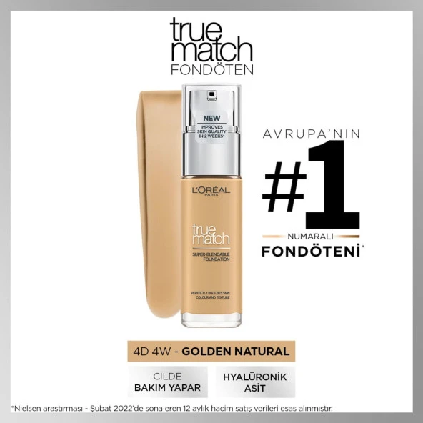 L'Oréal Paris True Match Fondöten 4D4W NATURAL DORE