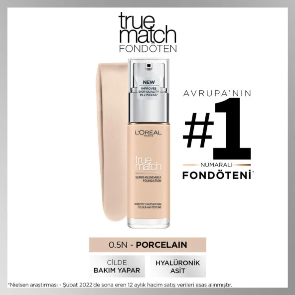 L'Oréal Paris True Match Bakım Yapan Fondöten 0.5N PORCELAIN