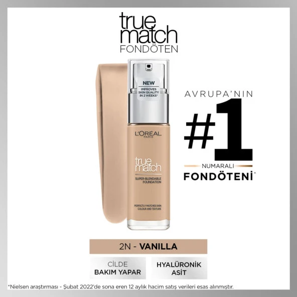 L'Oréal Paris True Match Bakım Yapan Fondöten 2N VANILLA