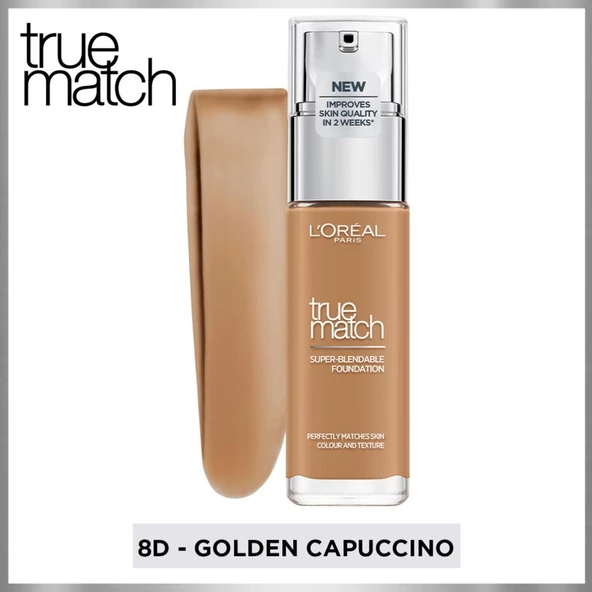 L'Oréal Paris True Match Bakım Yapan Fondöten 8D GOLDEN CAPPUCCINO - 5