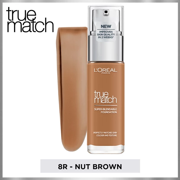 L'Oréal Paris True Match Bakım Yapan Fondöten 8R NUT BROWN - 8