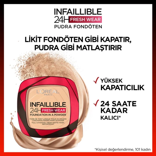 L'oréal Paris Infaillible 24H Fresh Wear Pudra Fondöten 120 Vanilla - Resim 2