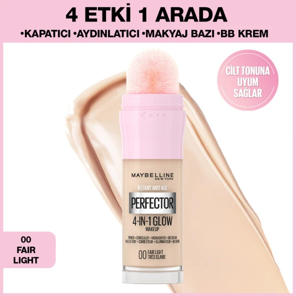 Maybelline New York Instant Perfector Glow 4 Etki 1 Arada Fondöten- 00 Fair Light