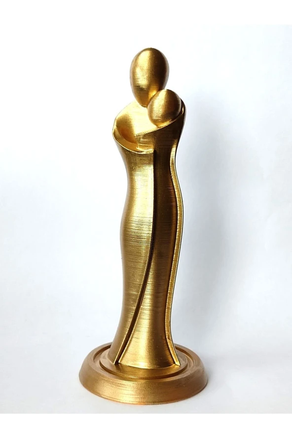 Anneler Günü Anne Ve Bebek Figür Heykelcik Altın Rengi - 3