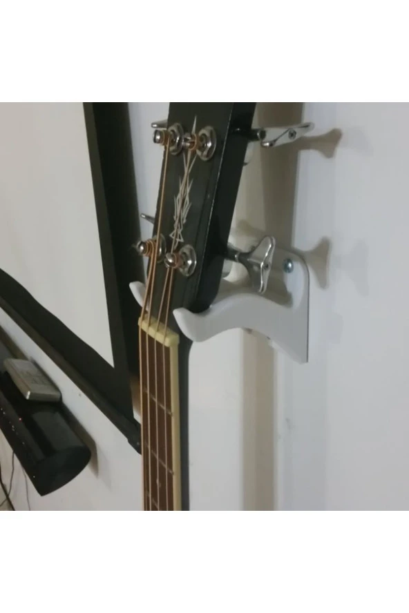 Klasik Akustik Elektro Gitar Duvar Askısı Yüksek Kalite Beyaz - 3