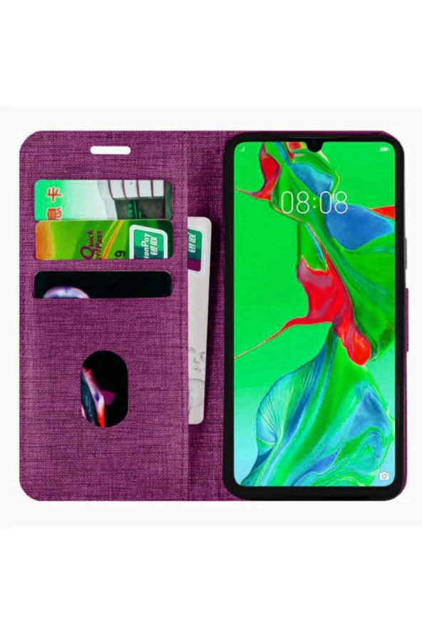 Oppo A5 2020 Uyumlu Cüzdanlı Fabric Kılıf Mor