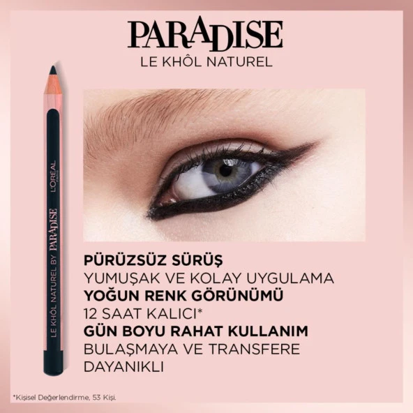 L'Oréal Paris Paradise Le Khol Siyah Göz Kalemi 101 Midnight Black - Resim 4