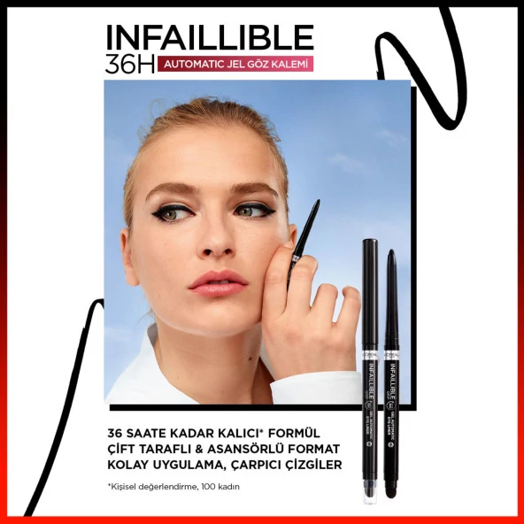 L'Oréal Paris Infaillable Automatic Jel Göz Kalemi - Yoğun Siyah - 2