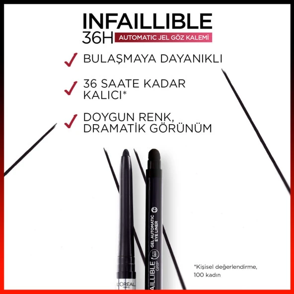 L'Oréal Paris Infaillable Automatic Jel Göz Kalemi - Yoğun Siyah - 3