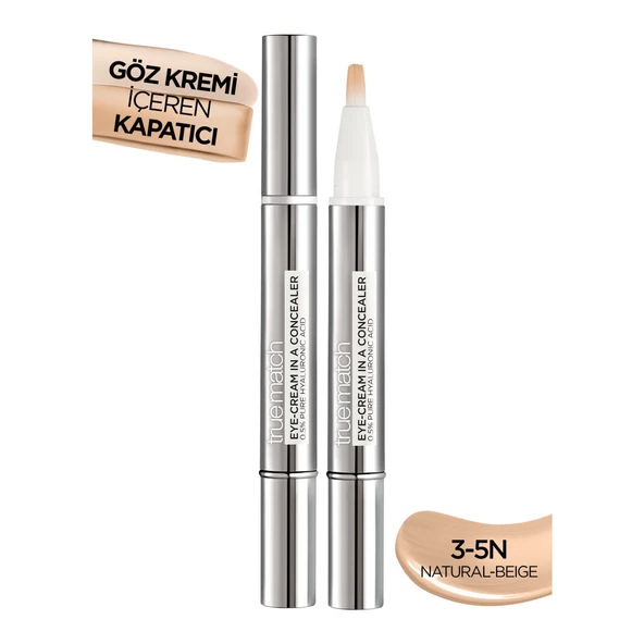 L'Oréal Paris True Match Göz Kremi İçeren Kapatıcı [ 2'si 1 Arada ] 3-5N