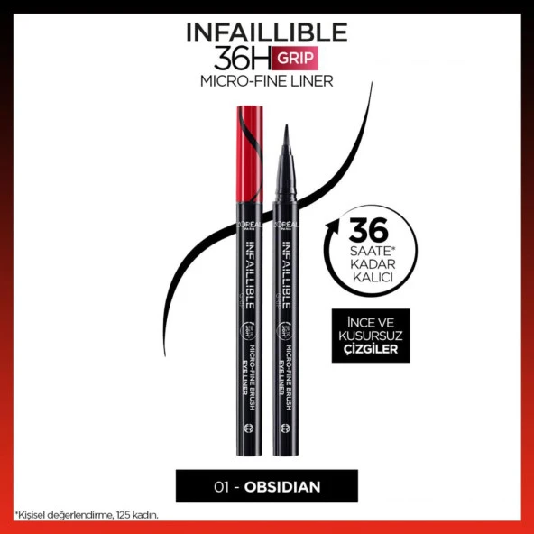 L'Oréal Paris Infaillible 36H Grip Micro Fine Eyeliner 01 Obsidian - Siyah - 2