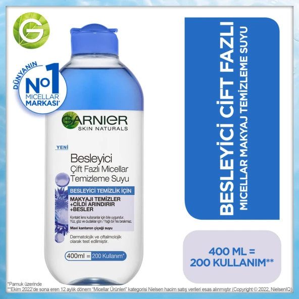 Garnier Besleyici Mavi Çift Fazlı Micellar Temizleme Suyu 400ML