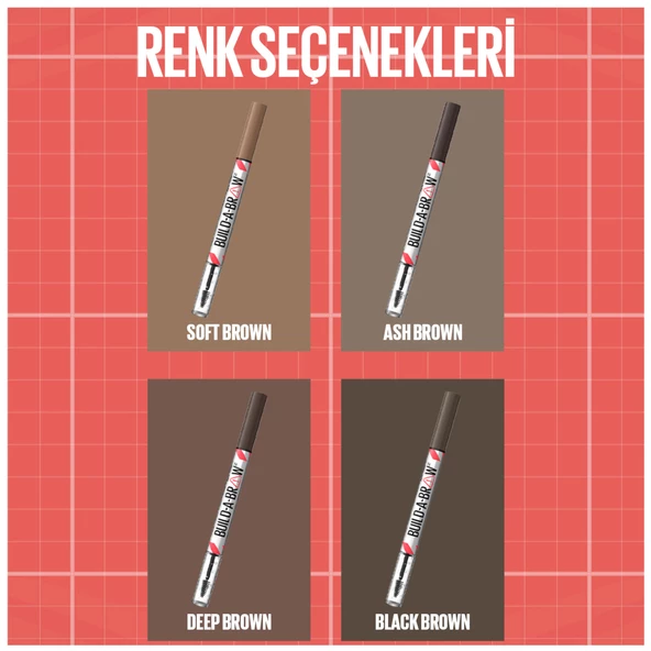 Maybelline New York Build a Brow 2in1 Kaş Kalemi ve Jeli Ash Brown - 5