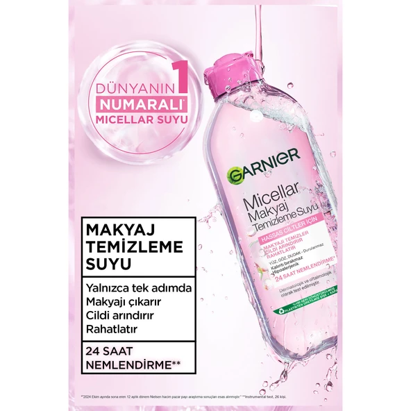 Garnier Micellar Makyaj Temizleme Suyu 400ML, 24 Saat Nemlendirme, Hassas Ciltler için - Resim 3