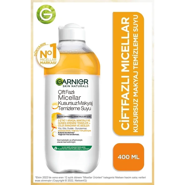 Garnier Çift Fazlı Micellar Kusursuz Temizleme Suyu 400 ml