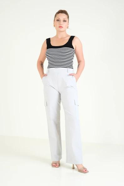 Kadın Paraşüt Pantolon Gri - 2