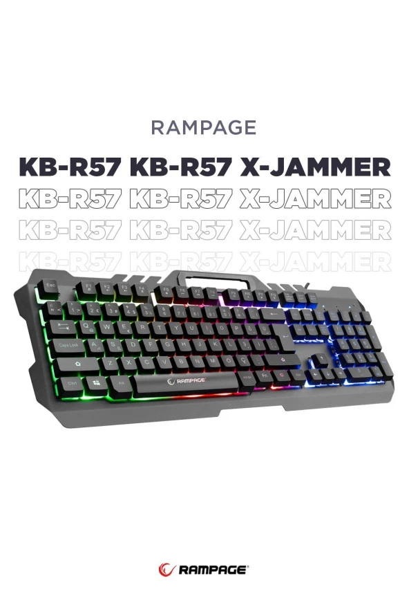 Rampage X-Jammer Klavye KB-R57 Oyuncu Rainbow Aydınlatmalı USB Türkçe