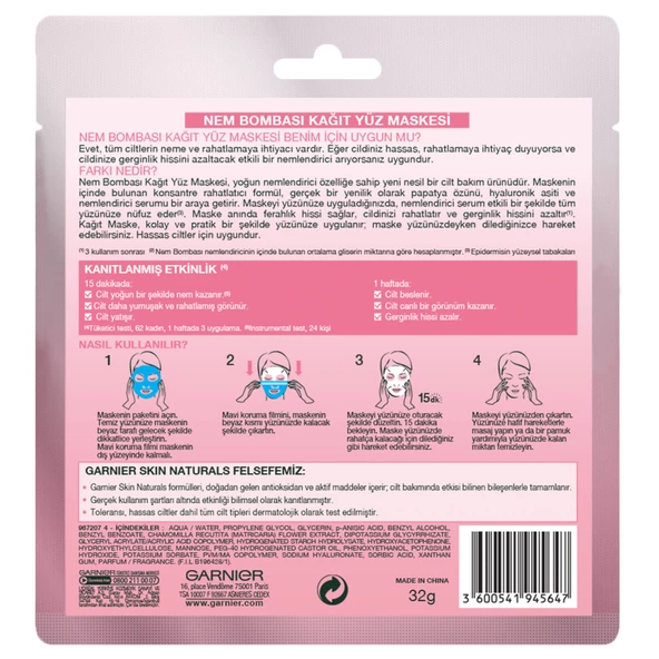 Garnier Dinlendirici Kağıt Maske 32GR - Resim 7