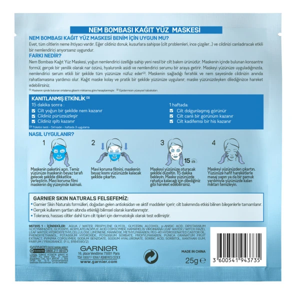 Garnier Nem Bombası Canlandırıcı Kağıt Maske 32GR - 4