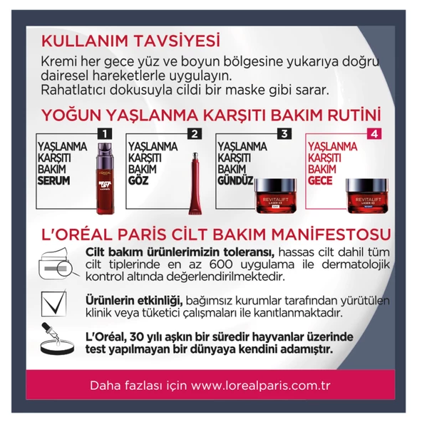L'Oréal Paris Revitalift Lazer X3 Yoğun Yaşlanma Karşıtı Gece Bakım Kremi - Resim 6