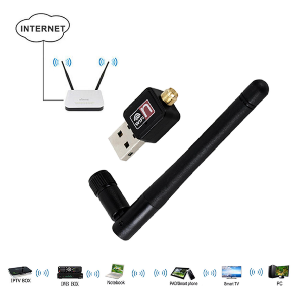 300Mbps 2DBI Antenli Mini Wireless USB Adaptör Wifi Uydu Alıcı - 2