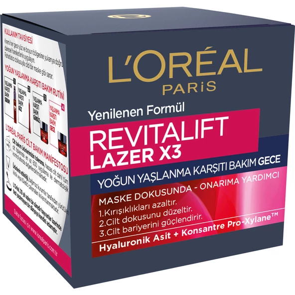 L'Oréal Paris Revitalift Lazer X3 Yoğun Yaşlanma Karşıtı Gece Bakım Kremi - Resim 4