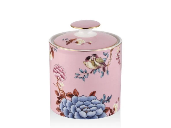 Lamedore Floral Pink Orta Boy Kapaklı Kavanoz 12x15 cm 1LIN-CA014M