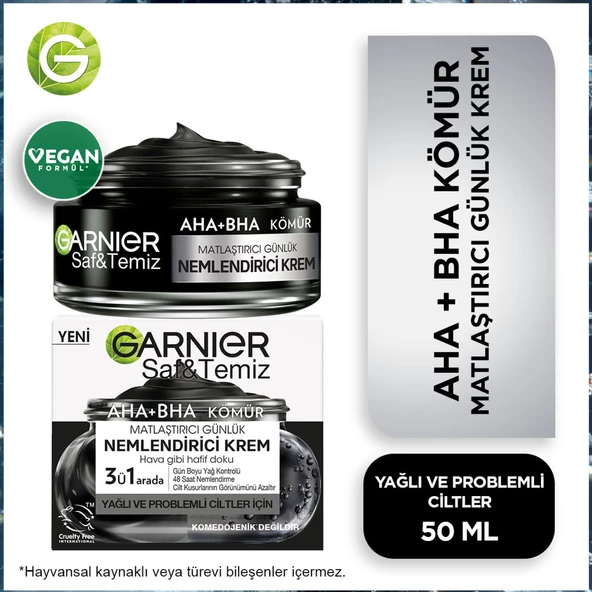 Garnier Saf Ve Temiz Kömür Matlaştırıcı Günlük Nemlendirici Krem 50Ml