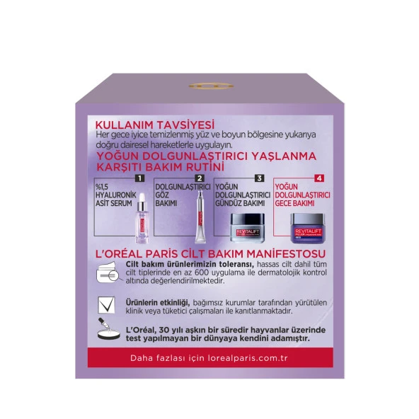 L'Oréal Paris Revitalift Filler Yoğun Dolgunlaştırıcı Yaşlanma Karşıtı Gece Kremi 50ml - Hyaluronik Asit - 4
